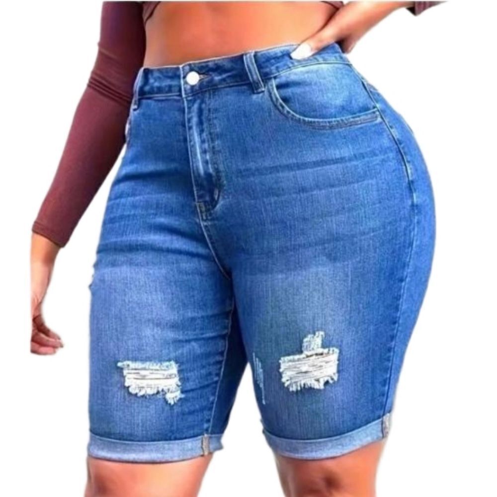 Plus Size Denim Shorts, Washed Distressed sz 2xl
